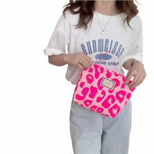 Pink Leopard Print Women Cosmetic Bag Retro Fr Ladies Pequeño embrague Monedero Bolsos de viaje Colegiala Lápiz Bolsas de almacenamiento b1Sf #