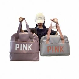 Lettre rose Voyage Duffle Sac à main Femmes Hommes Évolutif Grand Lage Sacs humide sec Separati Fitn Natation Sac de sport p91K #