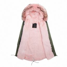 Roze Gevoerd Winter Faux Fur Parka Mannelijke Jassen Lg Stijl Mannelijke Uitloper Legergroene Jas Winter Parka Voor Man hooded U1vO #