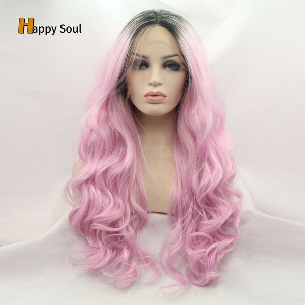 Pinie rose Curly HD Full Lace Front Perruque d'eau Wig Transparent sans glue sans glue, perruque synthétique en vrac Fibre haute température à haute température