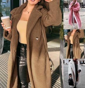 Pink Long Teddy Bear Chaquin Coat Invierno 2020 gruesos cálidos de gran tamaño Extrapasón para ropa de abrigo falso Faux Lambswool Fur Coats7609548