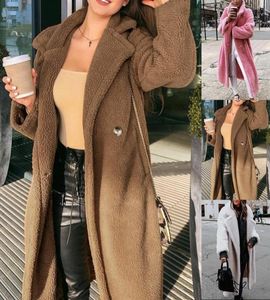 Roze lange teddybeerjack jas winter 2020 dik warm oversized dikke bovenkleding overjas vrouwen faux lambswool bontcoats5865753