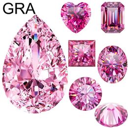 Pink Loose 100 Real Lab Gemstone Stones para mujeres Joyas Material de anillo de diamantes Gra RoundPearemeraldoval Cut 231221