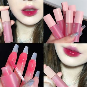 Pink Love Heart Mirror Water Lip Gloss Lápiz labial líquido brillante resistente al agua de larga duración Tinte de labios rojo Maquillaje Korean Lipgloss