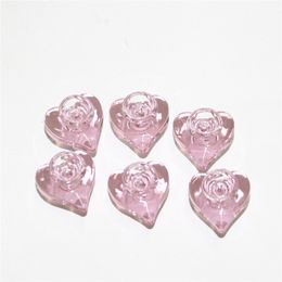 Pink Love Heart Shape Glass Bowl cenicero Para hookah Bong Tubería de agua 14 mm 18 mm macho Bubbler Heady Oil Dab Rigs shisha