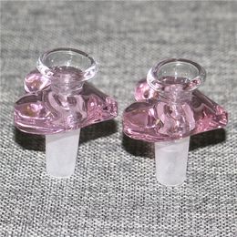 Roze liefde hart vorm glazen kom voor bong waterpijp waterpijp 14mm 18mm mannelijke bubbler hoofdy olie dab rigs