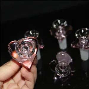 Roze liefde hart vorm glazen kom voor waterpijp waterpijp 14 mm