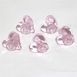 Narguilés rose couleur amour forme de coeur bols en verre fumer bol de tabac pour pipe à eau bongs verre plate-forme pétrolière barboteurs attrape-cendres