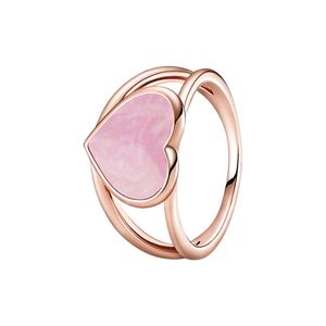 Rose Amour Coeur Anneaux De Mariage Or Rose avec Boîte D'origine pour Pandora Authentique Bijoux De Fête En Argent Sterling Pour Femmes Filles Cadeaux De Fiançailles Designer Bague Ensemble