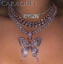 Collier de cou Cuba Cuba Luxury Pinkle Sparkle Crystal Crystal Cuba pour femmes Bling Multicolor Himitone Chunky Punk HipHop Bijoux4345986