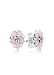 Pen Pink Magnolia Pendientes originales para 925 Sterling Silver Women Girls Flowers Aretes minoristas Sets4316987