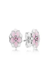 Boucles d'oreilles magnolia rose, boîte originale pour femmes et filles en argent Sterling 925, boucles d'oreilles à fleurs, boîte de détail, sets7953487