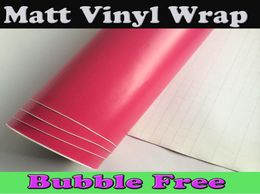 Roze Mat Vinyl Car Wrap Film Met Air Release Volledige Car Wrapping Folie Roze Rode Auto Sticker Cover Maat 152x30mRoll 498x98ft1374614