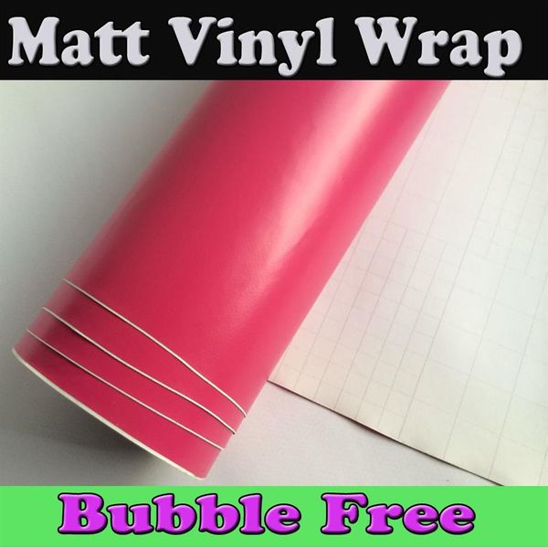 Pink Matt Vinyl Car Wrap Film con liberación de aire Full Car Wrapping Foil Rose red Car sticker Cover size1 52x30m Roll 4 98x98ft242s