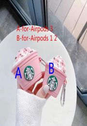 Fundas para auriculares con forma de taza de leche rosa para Airpods Pro 2 1, correa de silicona con diseño de logotipo y anillo para el dedo68105792539185