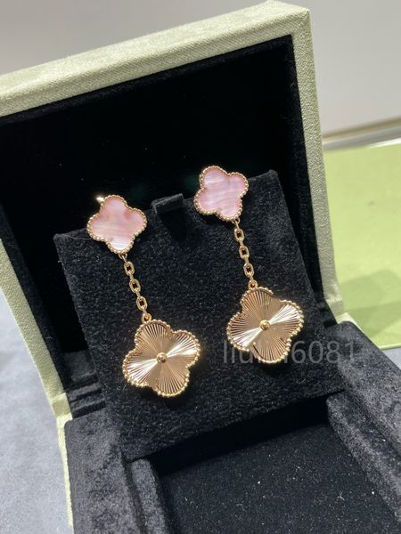 Boucles d'oreilles de la mère rose designer les boucles d'oreilles femmes moyennes Top V-Gold 18K Boucles d'oreilles à quatre feuilles