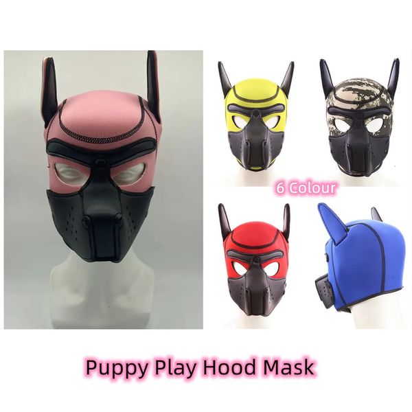 Capucha rosa de neopreno para cachorros con bozal extraíble para adultos Juegos sexuales Bdsm Bondage Slave Pet Roleplay Flirt Fetish Mask 240115