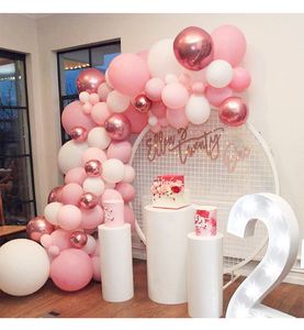 Conjunto de arco de cadena de globos con tema de océano rosa, arreglo de boda, decoración de fiesta de cumpleaños, globos