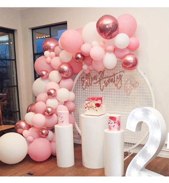 Ensemble d'arche de chaîne de ballons à thème océan rose | Arrangement de mariage, ballons de décoration de fête d'anniversaire