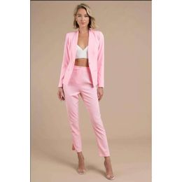 Blazer rose un bouton avec pantalon ensemble à manches longues combinaison de veste de veste de veste de veste personnalisée faite