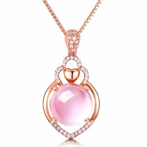 Colliers de boucles d'opale rose Collier de quartz Ross pour les femmes de mariage Femmes Sweet Girls Gift Gold Collier