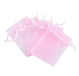 Sacs en organza rose 5x7 pouces Sacs de faveur de fête Organza Baby Shower Sac cadeau transparent pour bijoux bonbons échantillon organisateur pochette à cordon 4783909