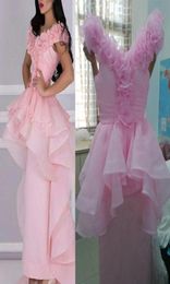 Robes de bal rose Organza 2015 avec manches de cap