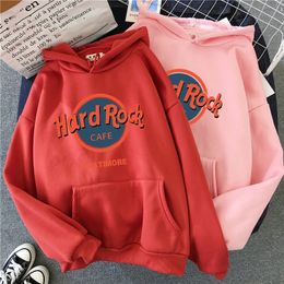 Sweats à capuche surdimensionné rose Sweats de Sweat-shirt imprimé Femmes Chaud Streetwear Pullovers Punk graphique épaissie Hoodies 201102