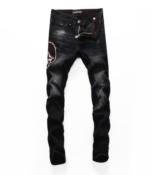 Pink Paradise Classic Fashion Man Jeans Rock Moto Mens Diseño casual Jeans desgastados Biker de mezclilla delgada Jeans Black 1574902110535