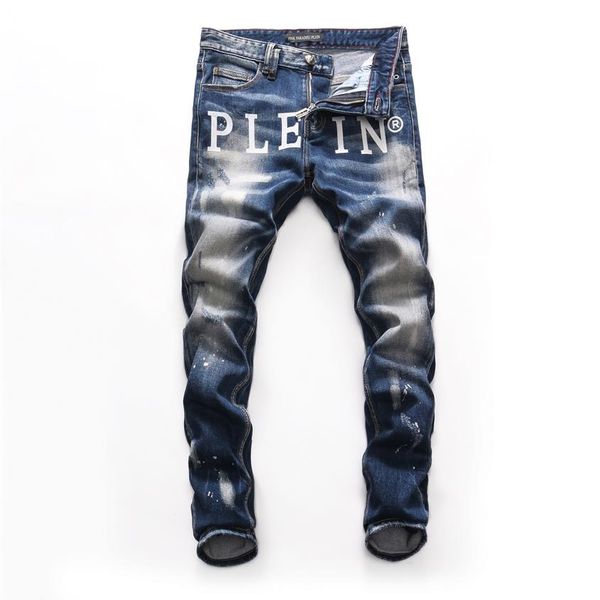 PINK PARADISE PLEIN Classique Mode Homme Jeans Rock Moto Mens Casual Design Ripped Jeans Distressed Skinny Denim Biker eans 157489272m