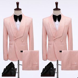 Motif rose hommes smoking de mariage châle sur mesure de châle marié porte des costumes de veste slim fit pantalon de fête de bal mancheur 2 pièces