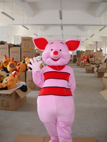 Costume de mascotte de dessin animé de cochon rose, déguisement de sourire heureux, costume de fête d'halloween et de noël, taille adulte, ouverture de bienvenue