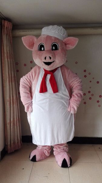 Costume de mascotte de chef de cochon rose, costume fantaisie de dessin animé personnalisé, thème de mascotte, robe fantaisie de carnaval 41184