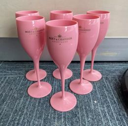 Roze Plastic Wijnglazen Voor Meisjesfeest Bruiloft Drinkgerei Onbreekbare Witte Champagne Cocktail Fluiten Beker Acryl Elegante Cups2406559
