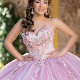 Robe princesse rose Quinceanera, épaules dénudées, dentelle, tulle, motif Floral, à lacets, robe de bal, 15 robes de fête d'anniversaire vertes