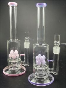 Roze / paars glas Water Bong Oil DAB RIGS Hookah rokende pijpaccessoires 14 mm vrouwelijke verbinding