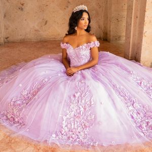 Roze Quinceanera Jurk 2024 Elegante Sweetheart 3D Bloemen Applique Kant Prinses Baljurk Sweet 15 Vestidos De XV Anos Party jurk
