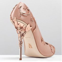 Roze Ralph Russo Designer Wedding Bridal Shoes 4 inch hakken voor vrouwen 2022 Fashion Comfortabele avondfeest Prom schoenen292r