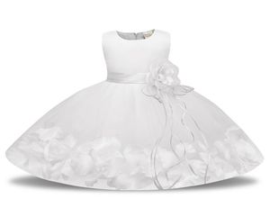 Pink rojo azul malla Mesh Flower Vestido para bodas Vestidos infantiles First Communion Baptism White Baby Dress para bautizar1359274