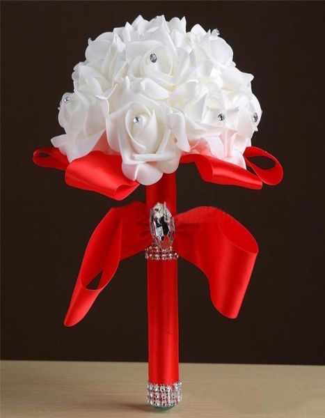 Rose Rouge Bleu Blanc Bouquets De Mariage De Mariée Demoiselle D'honneur Artificielle Plage Pays Rustique Fête De Mariée Faveurs Grande Boule Main Tenir Fl2693308