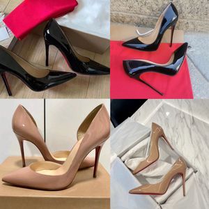 Rose Red Sexy Brand Womens Pumps Bottoms Red Bottoms pointu Point High Heel Chaussures noir 8cm 10cm 12cm Pumps peu profonds Chaussures de mariage plus 46