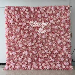 Mur de fleurs en tissu d'hortensia Rose, rideau suspendu en tissu à enrouler, mur de plantes, accessoires de décoration d'arrière-plan pour fête d'anniversaire et mariage 89