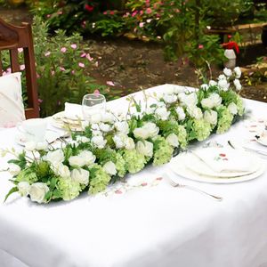 Roze roos hortensia tafelloper bloemstukken bruiloft tafel decor kunstmatige vloer bloemen rij lay-out rekwisieten versieren 212