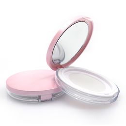 Boîte vide de poudre ronde rose avec miroir, mini pot de poudre libre portable de petite capacité