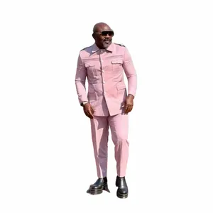 Roze Safari Heren Pakken Sets Op maat gemaakte Blazer Broek Normale Busin Causale Partij Zanger Bruidegom Bruiloft Prom 2 Stuks Jas Broek s0YD #