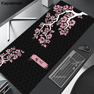 Rose Sakura Mouse Pad Gamer Big Mousepad Cherry Blossom Art PC Deskpad 100x50 Flower Desk Mat Office Computer Mausepad XXL 90x40