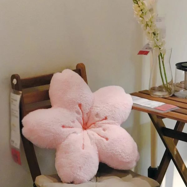 Pink Sakura Plux Oreiller Kawaii Fleurs en peluche Mat d'oreiller réel en fleur de cerise douce Coussin Plance accessoires mignons oreiller 240422