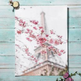 Pink Sakura Spring Paris City Landscape Rose Peony Wall Art Toile peinture Affiches romantiques Image pour le salon DÉCOR HOME