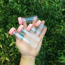 Frascos de vidrio transparente con tornillo rosa Botellas de plástico Frascos Botellas 50pcs