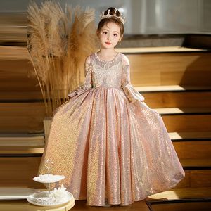 robe de bal à paillettes robes de fille fleur avec des appliques florales de papillon 3D